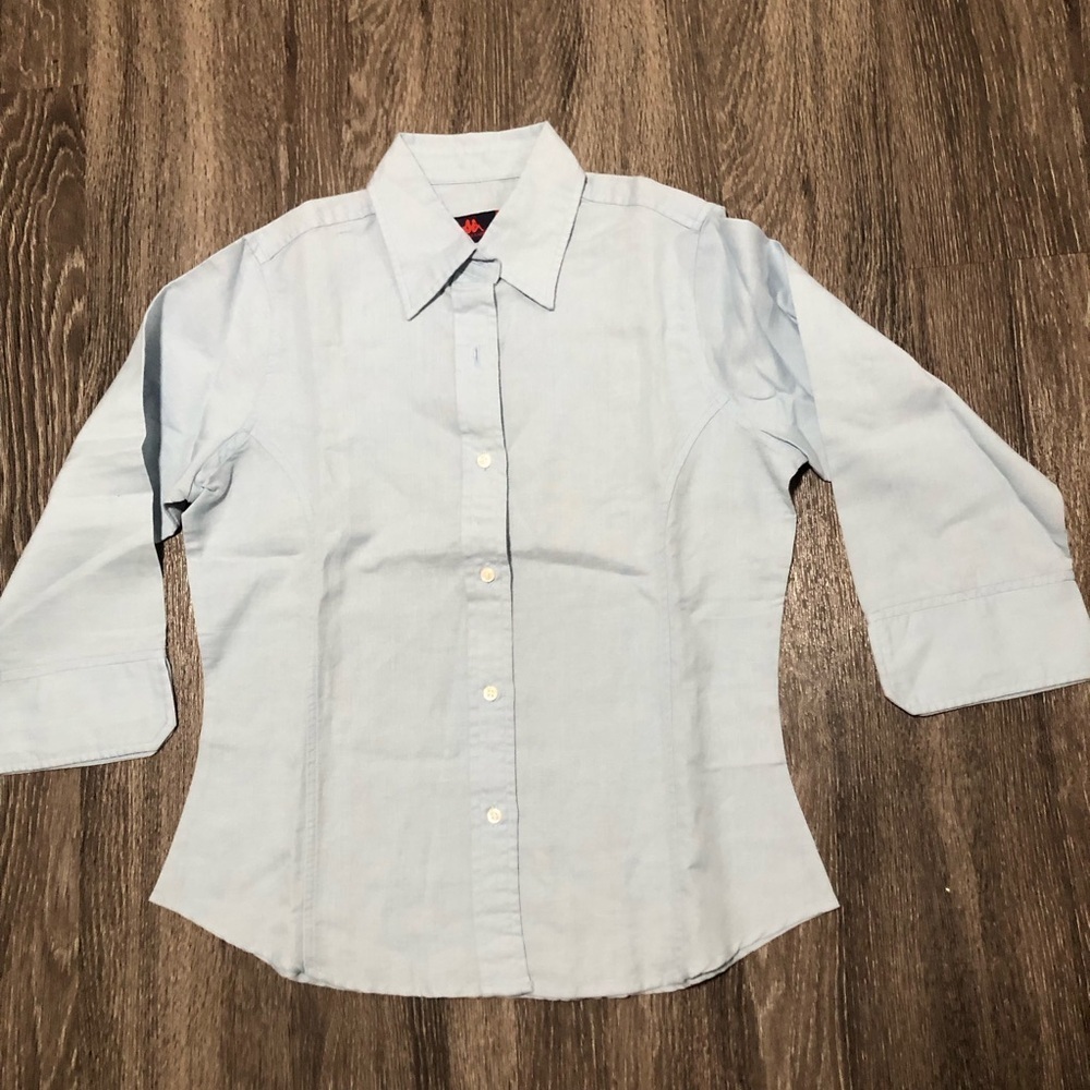 Robe di Kappa Light Blue/Grey Button-Up Shirt 3/4 Sleeves Women's Size Small
